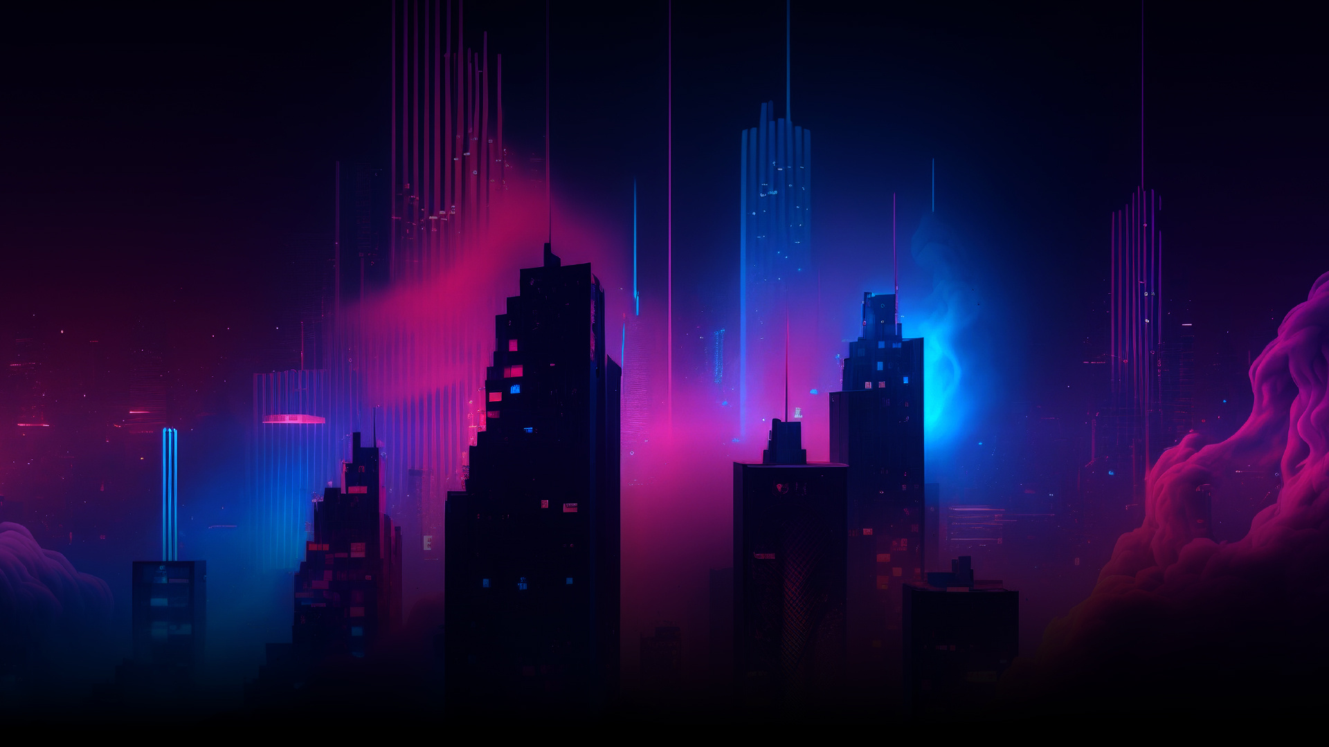 Image of a city skyline at night